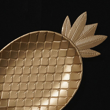 Σχήμα χρυσού φύλλου ανανά Οβάλ Ξύλινη διακόσμηση Δίσκος Φρούτων Τροφίμων σε σκανδιναβικό στυλ Δίσκος αποθήκευσης ειδών κουζίνας Organizer