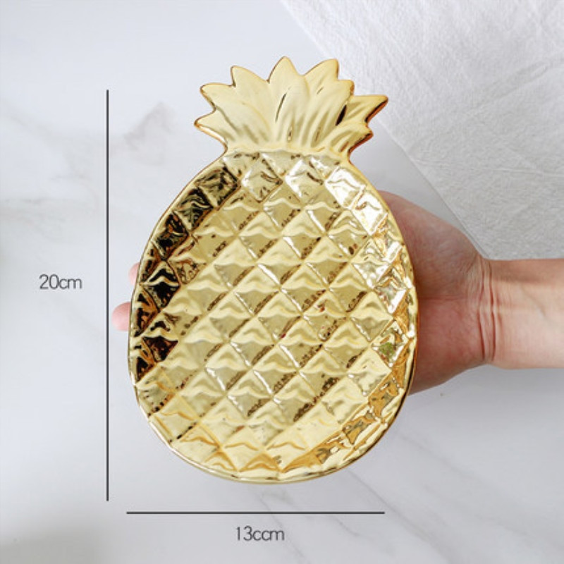 Nordic INS Light Luksuzna ladica za pohranu Zlatni listići Ručno izrađen keramički tanjur Nakit Tanjur za grickalice Dekoracija kućnog stola