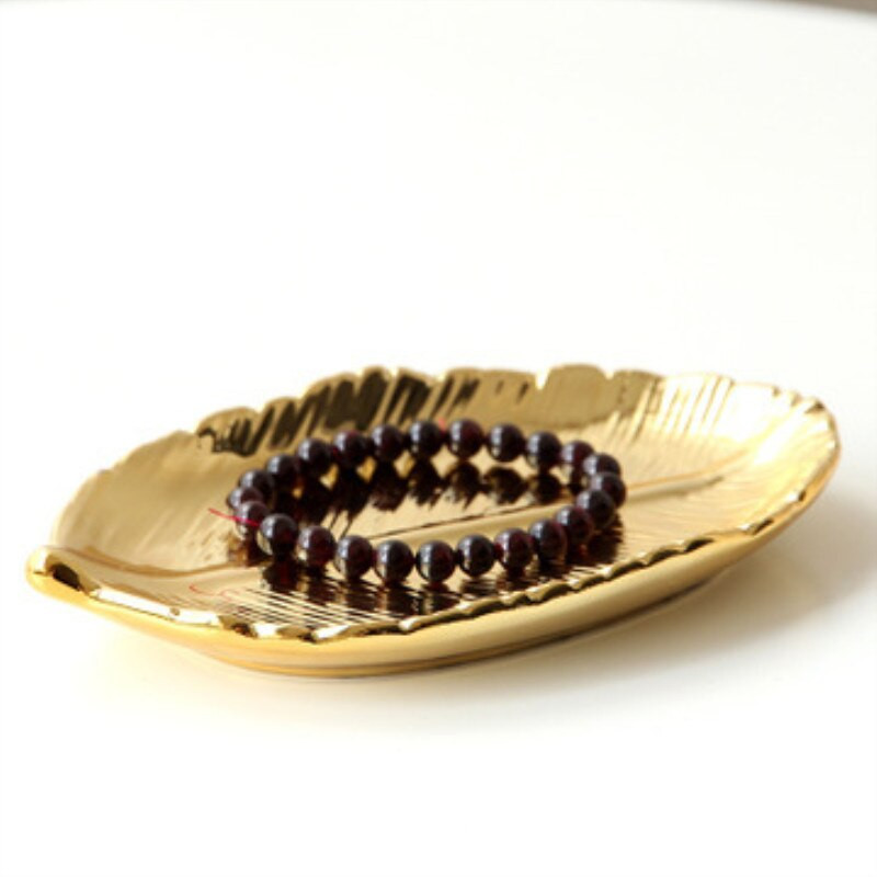 Nordic INS Light Luksuzna ladica za pohranu Zlatni listići Ručno izrađen keramički tanjur Nakit Tanjur za grickalice Dekoracija kućnog stola