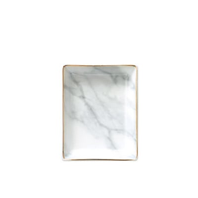 Luxusný mramorový keramický podnos Zlatý tanier Dekorácia do domácnosti Podnos na dezert Ovocie Občerstvenie Keramický tanier Podnos na šperky