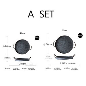 Europski retro okrugli željezni tanjur s ručkom Metalni vintage pladanj za kruh Dekoracija doma Vrt Restoran Stol Fotografiranje