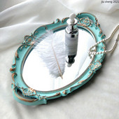 Oválny úložný podnos Modrý retro zrkadlový produkt Starostlivosť o pleť Kúpeľňové potreby Úložný podnos Francúzsky retro čajový hrnček Úložný podnos na jedlo a šperky