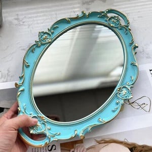 Oválny úložný podnos Modrý retro zrkadlový produkt Starostlivosť o pleť Kúpeľňové potreby Úložný podnos Francúzsky retro čajový hrnček Úložný podnos na jedlo a šperky