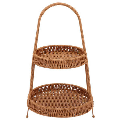 Servírovací podnos na občerstvenie, imitácia ratanu, ručný košík, držiak na občerstvenie, domáci košík s ovocím, servírovací podnos na dezerty