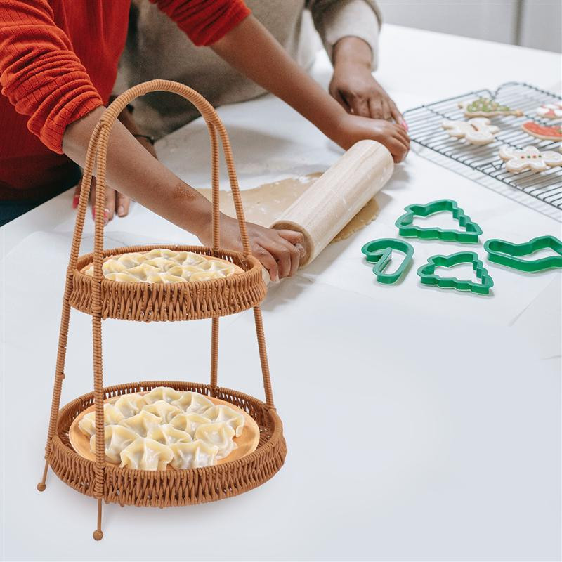 Servírovací podnos na občerstvenie, imitácia ratanu, ručný košík, držiak na občerstvenie, domáci košík s ovocím, servírovací podnos na dezerty