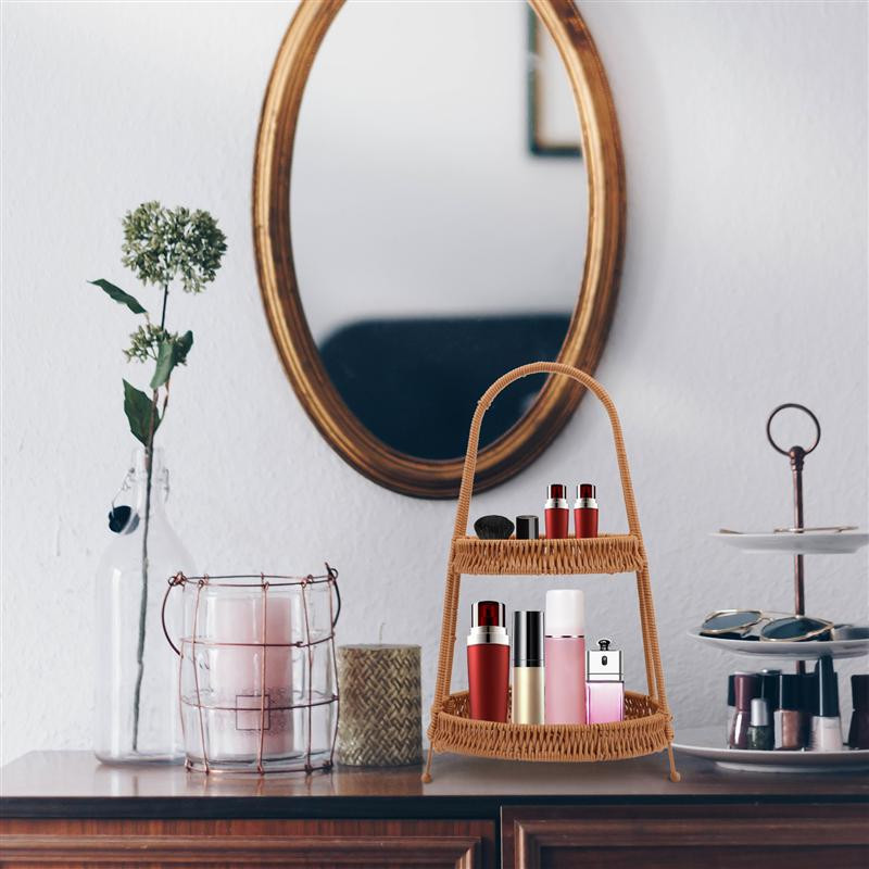 Servírovací podnos na občerstvenie, imitácia ratanu, ručný košík, držiak na občerstvenie, domáci košík s ovocím, servírovací podnos na dezerty