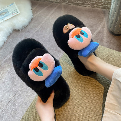 Čupave papuče s 3D elementom za žene