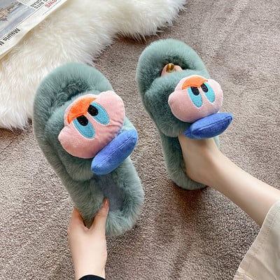 Čupave papuče s 3D elementom za žene