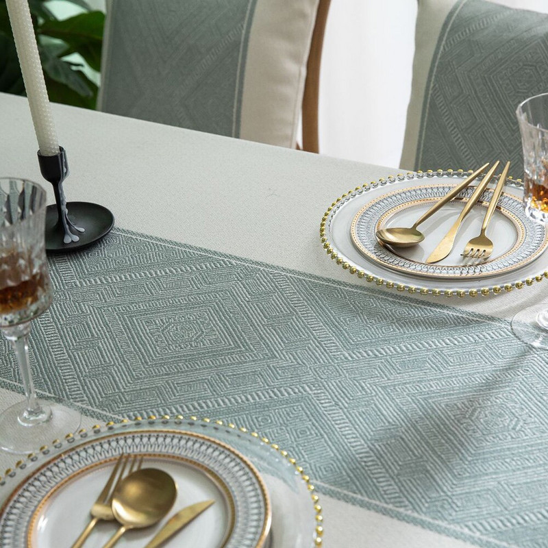 Pamučna geometrijska žakard tkanina, stolnjak, lan, pravokutni navlaka za stol s resicama za bankete