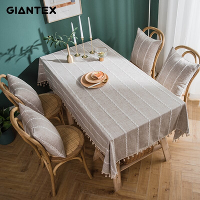 GIANTEX Dekoratív terítő Bojt terítő Négyszögletű terítők Étkezőasztal huzat Obrus Tafelkleed kandalló mesa nappe