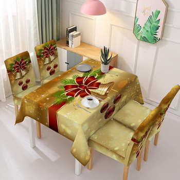 2022 Коледна покривка Комплект калъфи за столове Покривка за маса Декор за кухненска маса Дядо Коледа Покривало за маса Еластичен водоустойчив домашен текстил