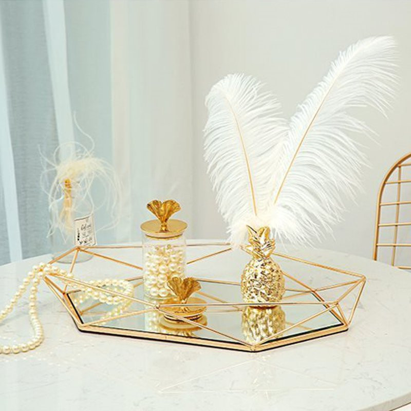 Senovinis europietiškas spalvingas stiklas metalinis laikymo padėklas Auksinis ovalus taškuotas vaisių lėkštės darbalaukis smulkiems daiktams papuošalų dėklo veidrodis