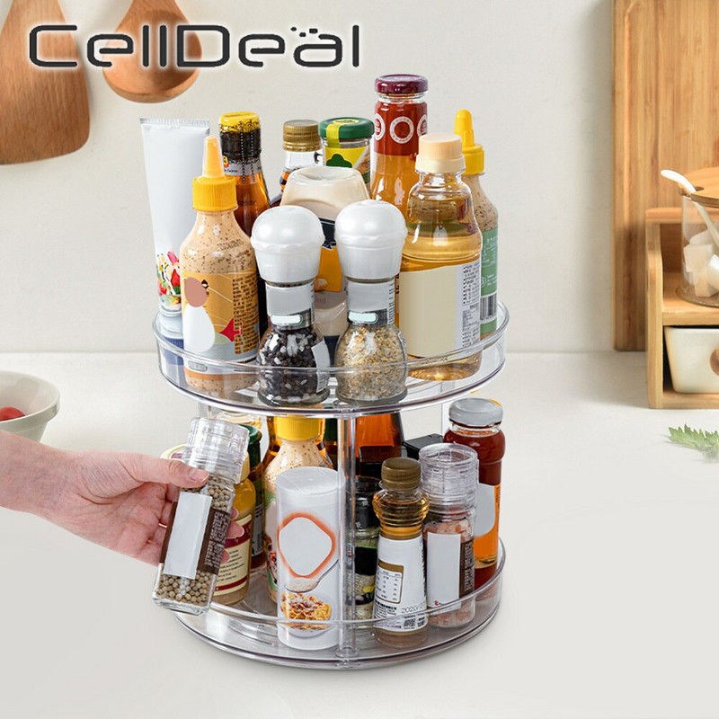 Rotacija od 360 prozirni ormarić s okretnom pločom Stalak za pohranu začina Posuda za kozmetiku za piće PET kuhinjski organizator Kupaonski pribor