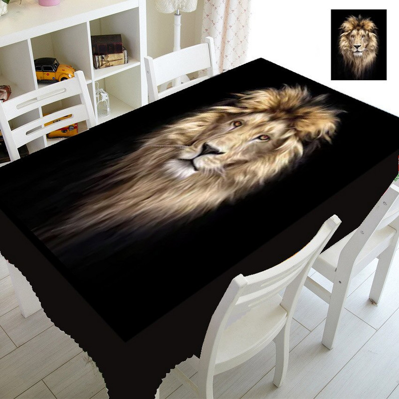Cool divoké zviera tiger lev kuchynské dekorácie pre domácnosť divoká zver lev 3D obrusy obdĺžnikový štvorcový obrus vodotesný obrus
