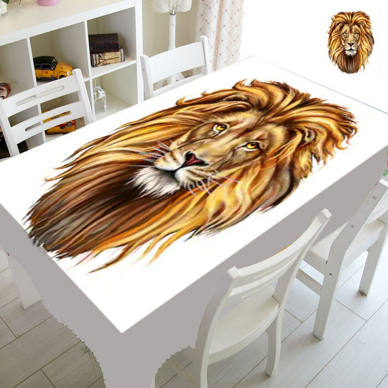Cool divoké zviera tiger lev kuchynské dekorácie pre domácnosť divoká zver lev 3D obrusy obdĺžnikový štvorcový obrus vodotesný obrus