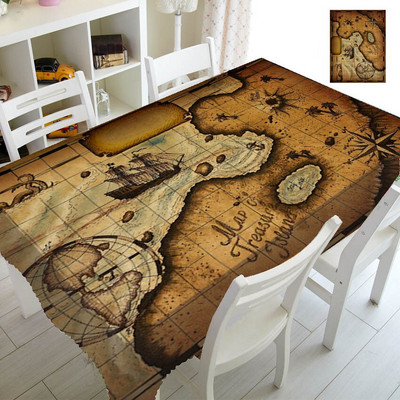 Fețe de masă antice cu hartă pirat veche pentru husă de masă dreptunghiulară busolă medievală fețe de masă vintage decorațiuni pentru casă rezistente la apă