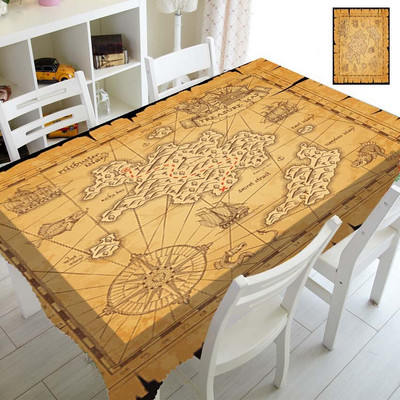 Fețe de masă antice cu hartă pirat veche pentru husă de masă dreptunghiulară busolă medievală fețe de masă vintage decorațiuni pentru casă rezistente la apă