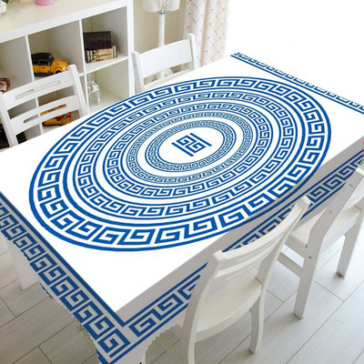 Senovės juodai baltas graikų raktas gimtadienio vakarėlis Namų dekoras Geometrinė rozetė apvadas staltiesės dangtelis staltiesė stačiakampis kvadratas