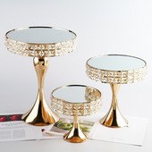 Kreatív tükör kristálytálca torta desszert tányér dekoráció Esküvői magas lábú tálca Háztartási apróságok Tárolótálca dekoráció