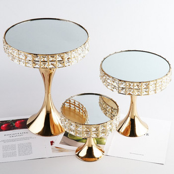 Creative Mirror Crystal Tray Cake Desert Dissert Plate Wedding High Foot Display Πιάτο Οικιακά Διάφορα Διακόσμηση δίσκου αποθήκευσης