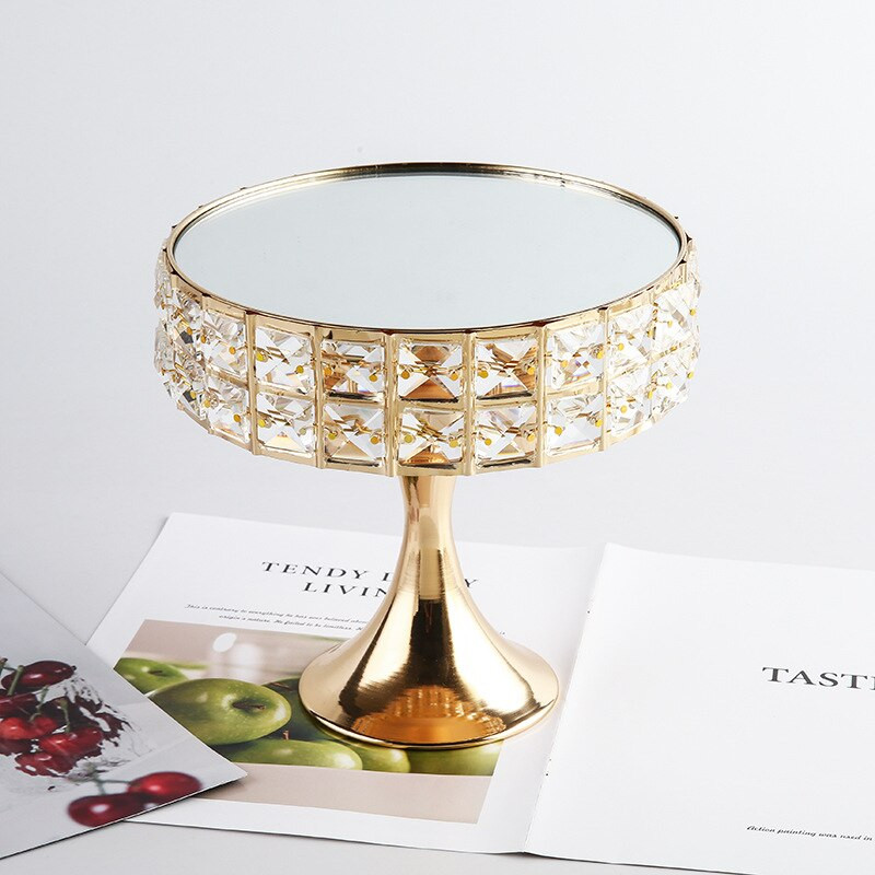Kreatív tükör kristálytálca torta desszert tányér dekoráció Esküvői magas lábú tálca Háztartási apróságok Tárolótálca dekoráció