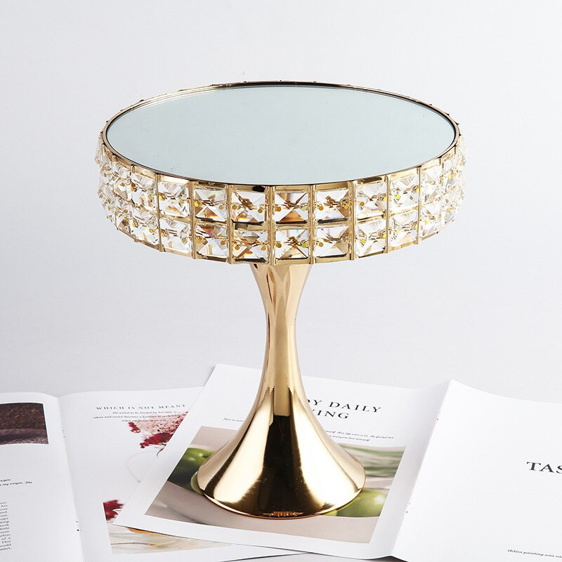 Kreatív tükör kristálytálca torta desszert tányér dekoráció Esküvői magas lábú tálca Háztartási apróságok Tárolótálca dekoráció