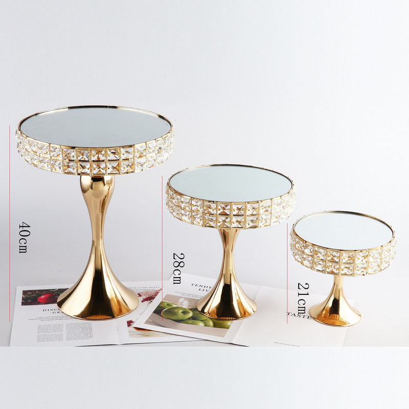 Kreatív tükör kristálytálca torta desszert tányér dekoráció Esküvői magas lábú tálca Háztartási apróságok Tárolótálca dekoráció