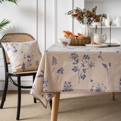 Față de masă cu albine cu frunze florale albastre dreptunghiul de acasă Bucătărie Husă de masă Față de masă lenjerie Masă de cafea pentru sufragerie Nappe