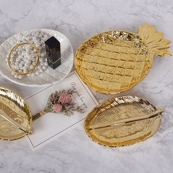 Κεραμικός χρυσός δίσκος αποθήκευσης Nordic πιάτο τραπεζαρίας Φύλλο κοσμήματος Δίσκος αποθήκευσης Διακοσμητικός κέικ φρούτων Πιάτο σνακ Διακόσμηση σπιτιού