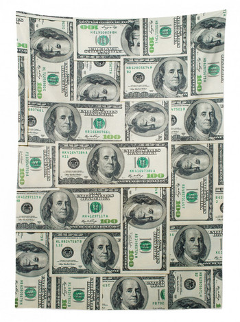Пари Покривка Доларови банкноти на Съединените щати Федерална щампована тъкан Покривка за маса за кухня и декорация на дома