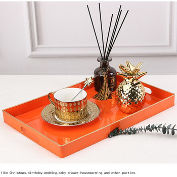 INS Мраморна правоъгълна поставка за чаша Чай Плодове Десерт Тава Европейски декоративен органайзер за съхранение Пластмасова кухненска табла за сервиране