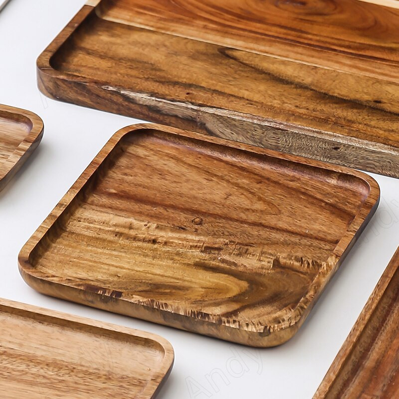 Akacijos medienos laikymo padėklas Modernus kavos staliukas arbatos rinkinys padėklai Svetainė Stalinis saldainių organizatorius Europos paprastas namų dekoravimas