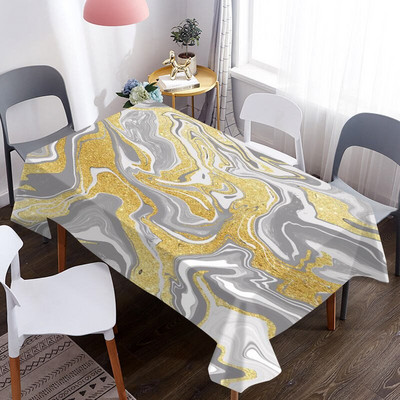 Kohandatud marmorist 3D lauakate vee- ja õlikindel dekoratiivse söögilaudlina jaoks piknikuteki laudlina jaoks