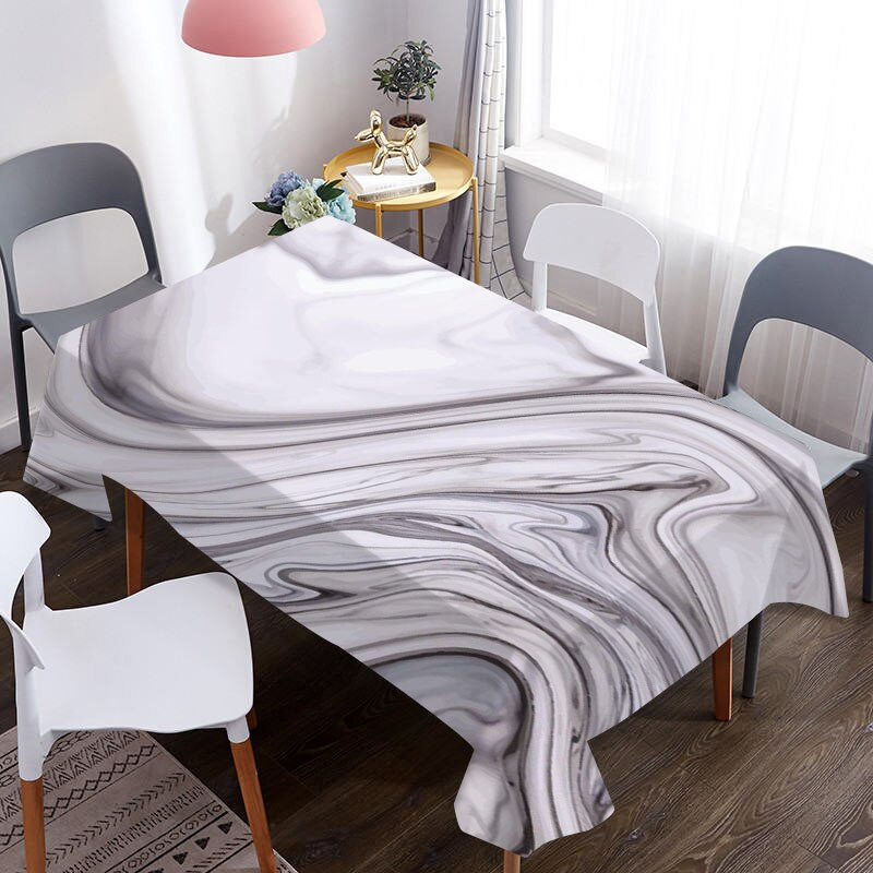 Kohandatud marmorist 3D lauakate vee- ja õlikindel dekoratiivse söögilaudlina jaoks piknikuteki laudlina jaoks