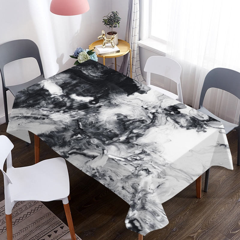 Kohandatud marmorist 3D lauakate vee- ja õlikindel dekoratiivse söögilaudlina jaoks piknikuteki laudlina jaoks