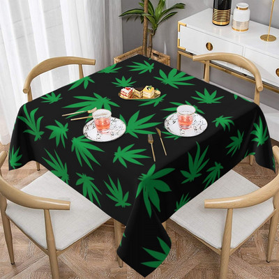 Weed Leaf Покривка Зелена марихуана Hype Декоративна квадратна покривка за маса Сватбена щампа Декорация Полиестерна покривка