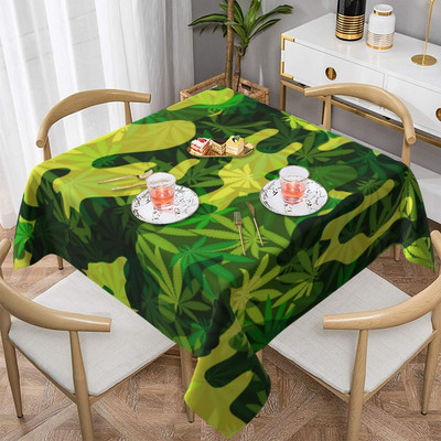 Weed Leaf Stolnjak Green Marijuana Hype Dekorativni kvadratni pokrivač za stol Vjenčani print Dekoracija Poliesterski stolnjak