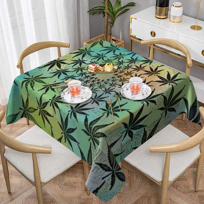 Weed Leaf Stolnjak Green Marijuana Hype Dekorativni kvadratni pokrivač za stol Vjenčani print Dekoracija Poliesterski stolnjak
