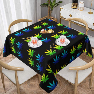 Weed Leaf Stolnjak Green Marijuana Hype Dekorativni kvadratni pokrivač za stol Vjenčani print Dekoracija Poliesterski stolnjak