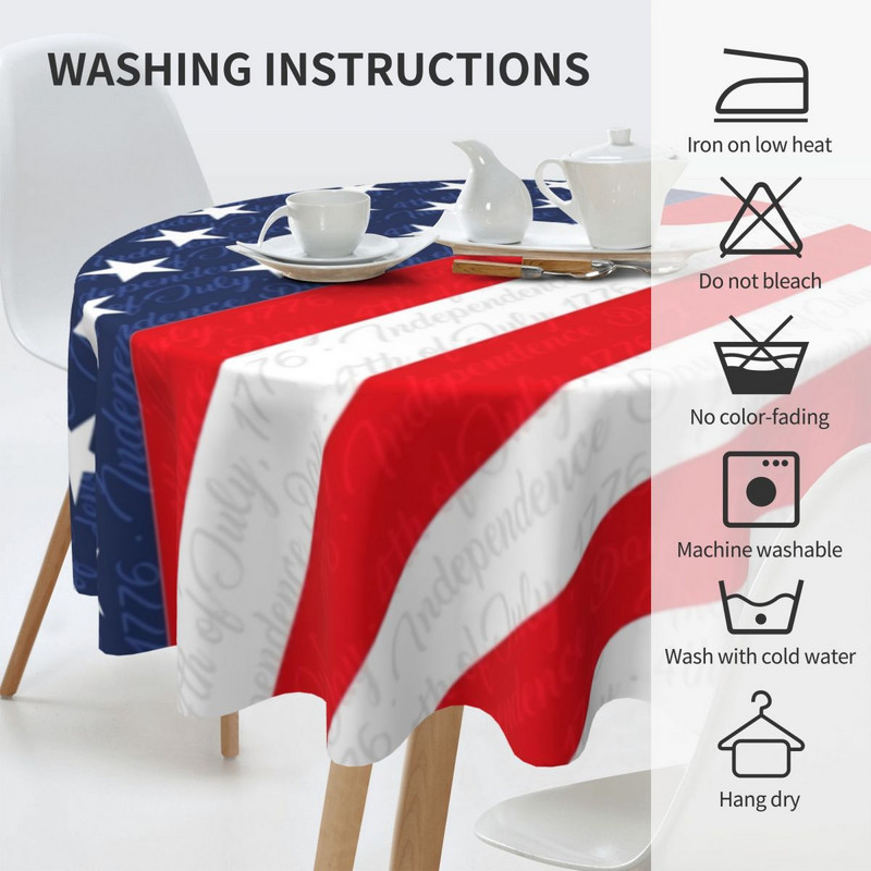Csillagzászló Pirnt Abrosz USA július 4. Függetlenség napja Egyedi asztalterítő Születésnapi parti dekoráció Poliészter asztalterítő