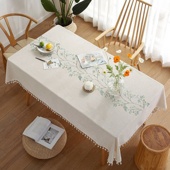 Памучно бельо Покривка с флорални мотиви Правоъгълна покривка за маса Трапезна маса Домашен декор Hotel Ins Nordic Покривка за маса с пискюл