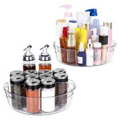 Organizér Lazy Susan, otočný tanier Lazy Susan s priemerom 11 palcov, 2 kusy, do skrinky, protišmykový, otočný o 360 stupňov, kuchynský špajzový systém