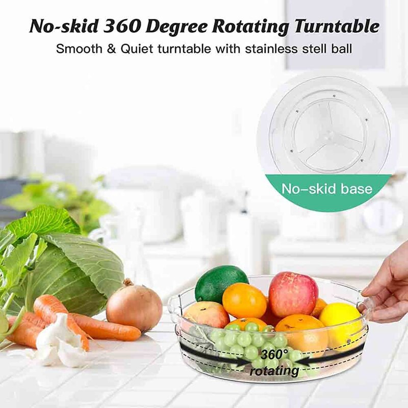 Organizér Lazy Susan, otočný tanier Lazy Susan s priemerom 11 palcov, 2 kusy, do skrinky, protišmykový, otočný o 360 stupňov, kuchynský špajzový systém