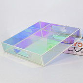 Tavă de depozitare din acril premium Tavă de bijuterii colorată în tonuri irideze Suport de afișare cosmetică Organizator coreean pentru articole diverse