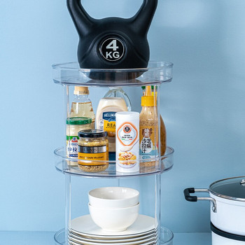 360 Rotation Organizer Ντουλάπι αποθήκευσης Spice Drink Καλλυντικά ράφι αποθήκευσης PET Διαφανές πικάπ για κουζίνα μπάνιο δωμάτιο