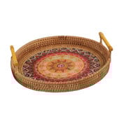 Austas apvalus padėklas Rankų darbo rotango serviravimo krepšelio stalas Vaisių duonos padėklai padėklas su rankenomis Kavos staliuko papuošimai 3 dydžiai