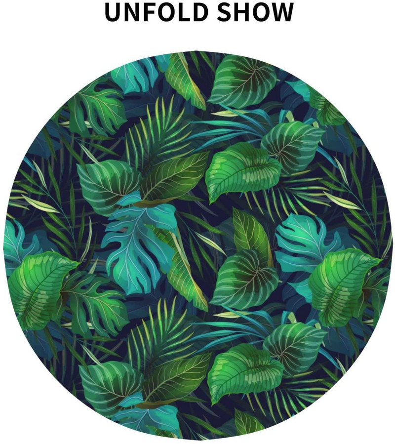 Față de masă cu frunze verzi tropicale hawaiene Față de masă rotundă de vară Față de masă din poliester lavabilă pentru picnic de petrecere în bucătărie