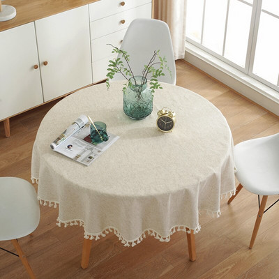 Nordic Solid Color Bojtok Asztalterítők Elegáns Dekor Pamut Vászon Kerek Étkezőterítő Party Hotel íróasztal huzatok Porálló 1db