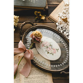 Retro američki rezbareni pladanj za aromaterapiju Ukrasi Okrugli stakleni francuski prozirni lagani pladanj za pohranjivanje luksuznog nakita