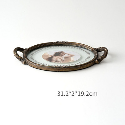 Retro američki rezbareni pladanj za aromaterapiju Ukrasi Okrugli stakleni francuski prozirni lagani pladanj za pohranjivanje luksuznog nakita